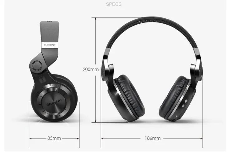 Black and white Blue String T2 Smart Edition 4.1 folding Bluetooth over-ear headset.
