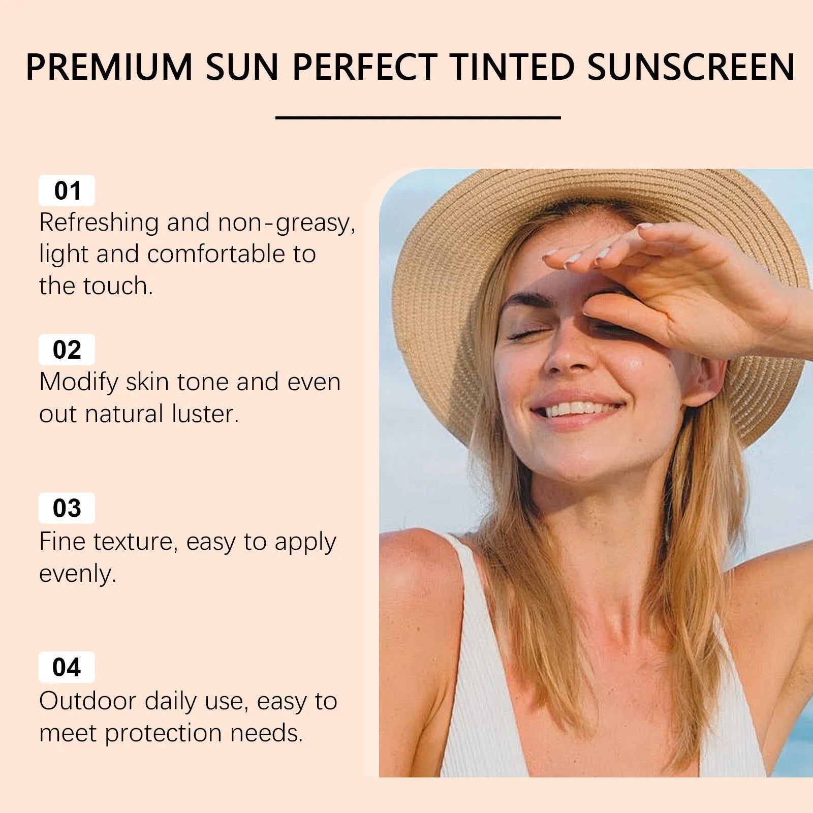50ml tube of sunscreen cream with titanium dioxide and hyaluronic acid for summer outdoor protection