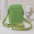Solid colour mobile phone crossbody bag with adjustable strap, compact 14.5x5.5x19cm dimensions