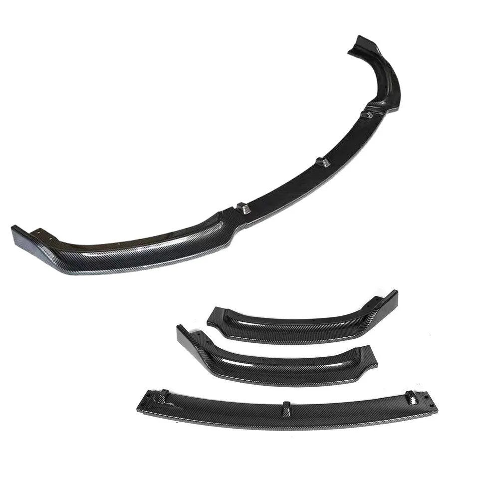 BMW F30F35 3 Series front bumper cover lip in bright black measuring 96cm x 10cm with polypropylene construction