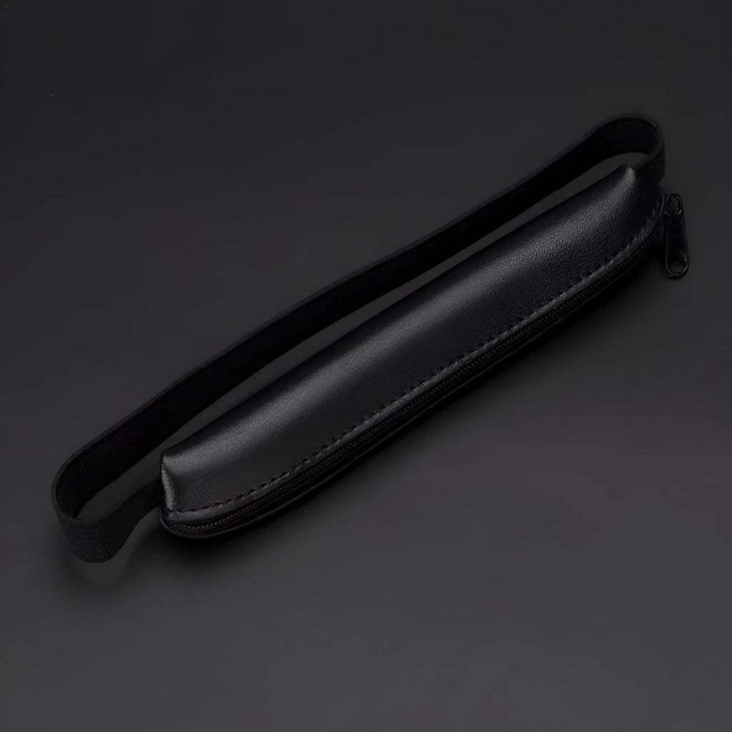 PU leather office pencil case measuring 16.5cm long in beige grey, black, and crocodile pattern colours