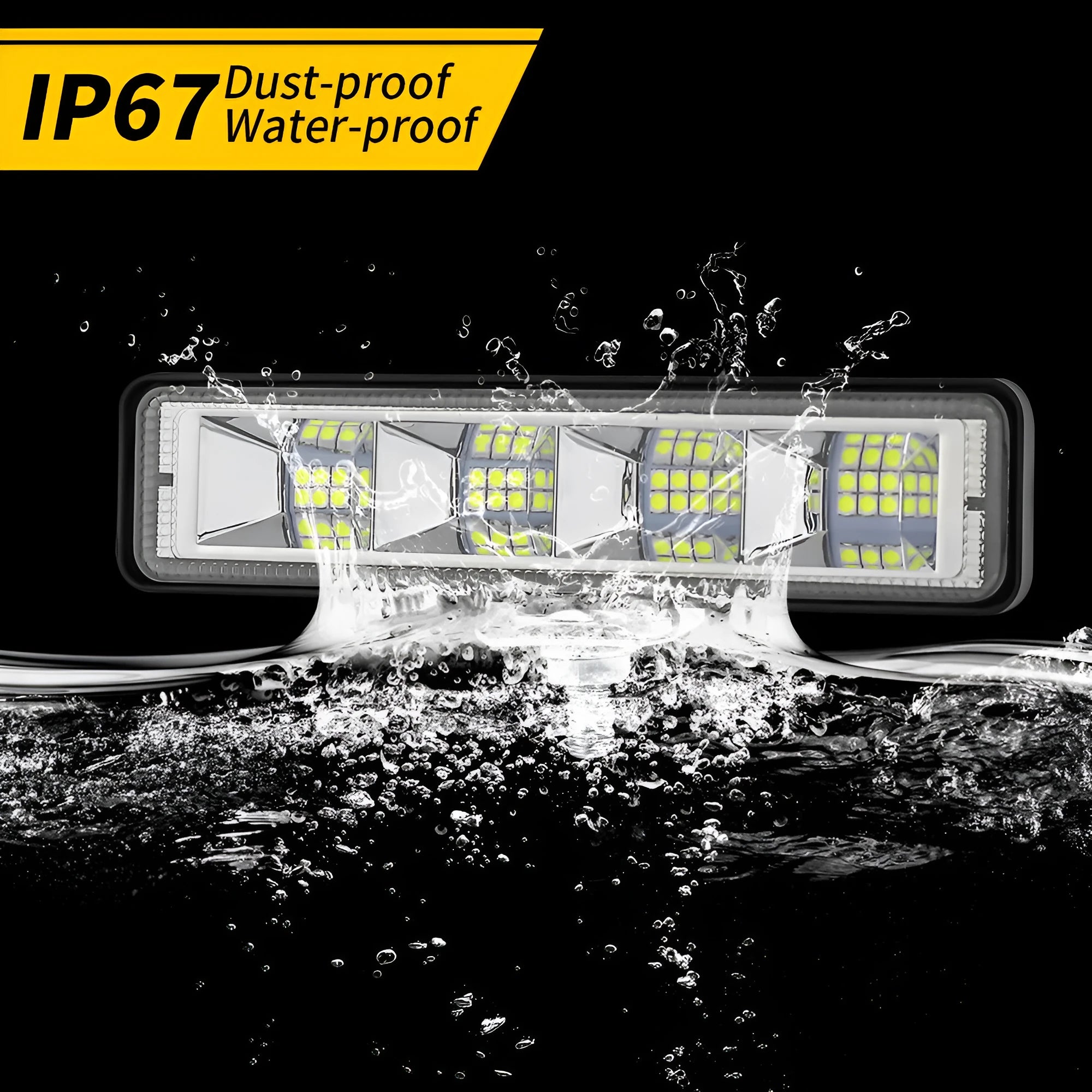 Four white LED work lights with aluminium housing for automotive and off-road vehicle installation