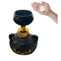 Black cartoon cat-shaped foam soap dispenser with decorative ornaments, dimensions 10x10x18cm