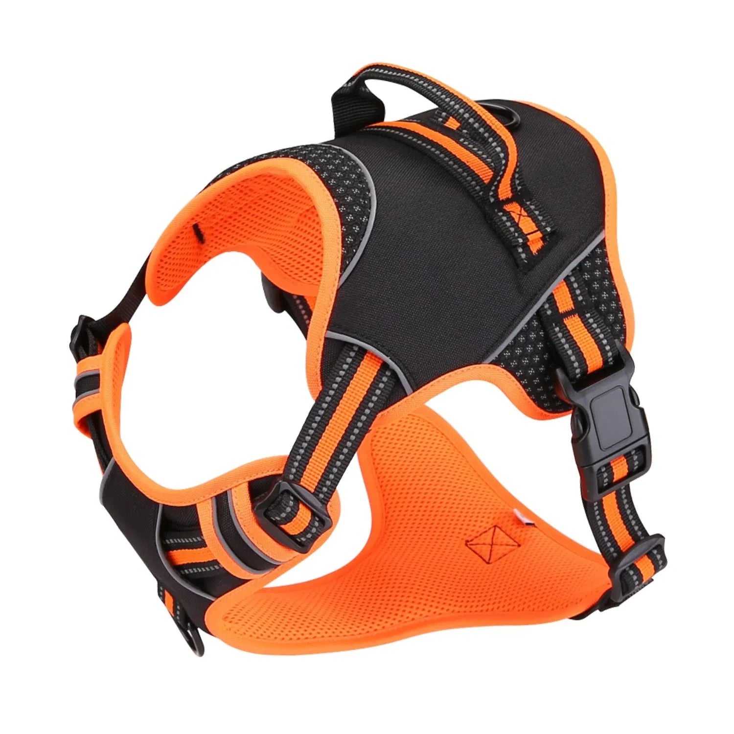 Yellow polyester dog harness and traction strap set shown with anti-breaking design for outdoor training