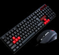 Wired keyboard and mouse set with mechanical feel keyboard and 2400 DPI optical mouse in matte black