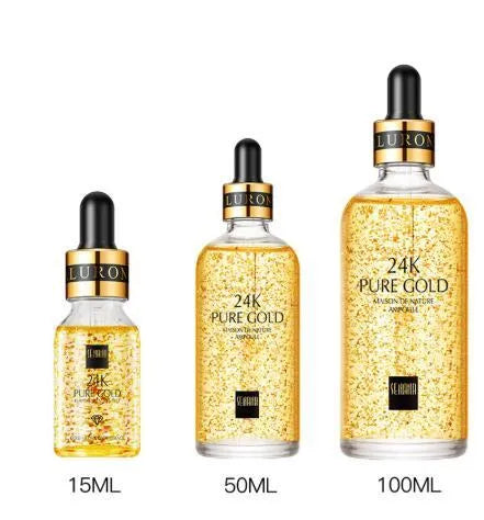 24K gold nicotinamide stock solution bottle in 15ml, 50ml or 100ml, lightweight anti-ageing gel essence for fine lines and dull skin