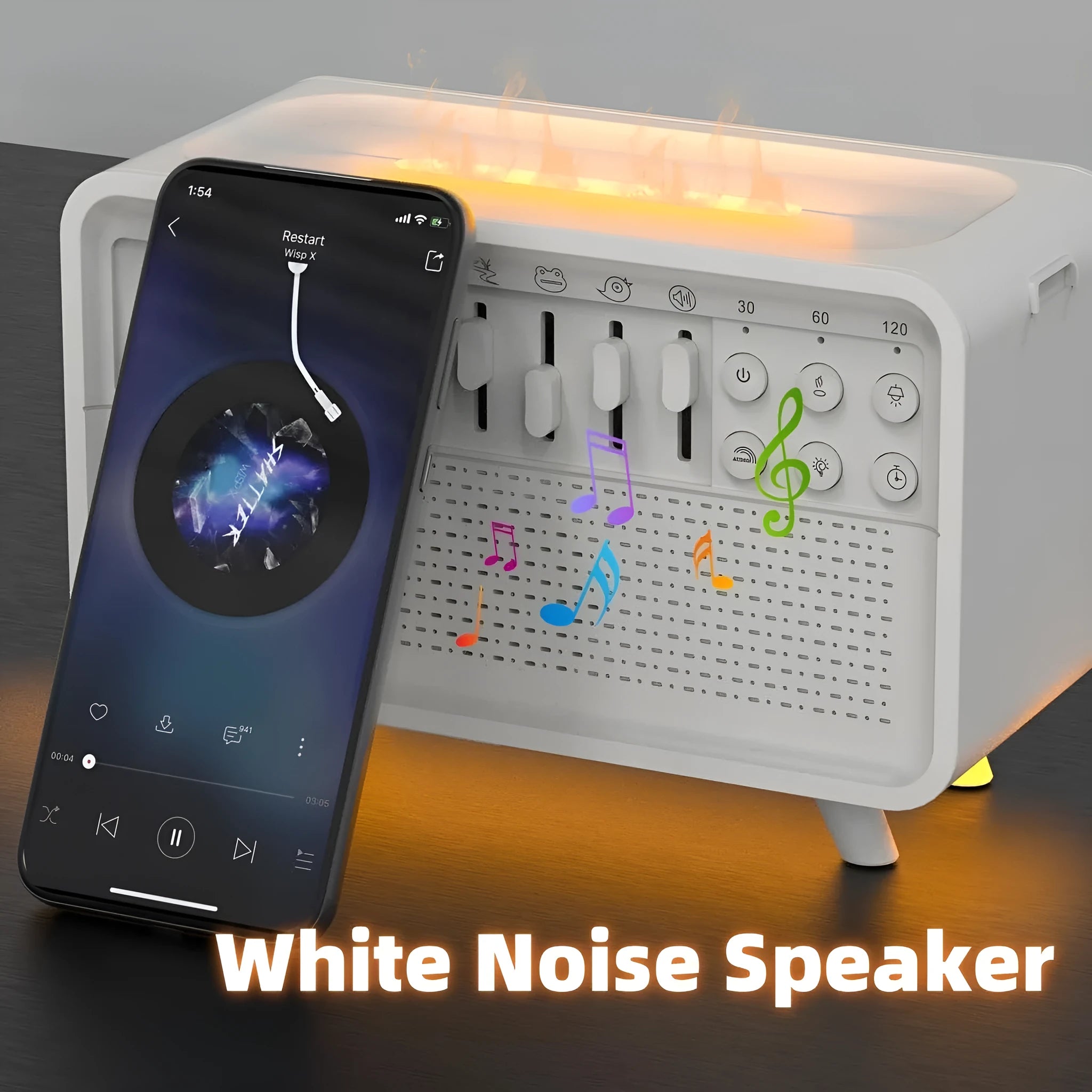 White European style geometric 3-in-1 Bluetooth speaker white noise sleep machine with humidifier and night light