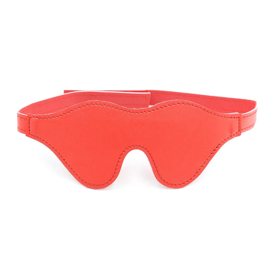 Women's adjustable velcro leather eye mask in five colour options showing three-dimensional design