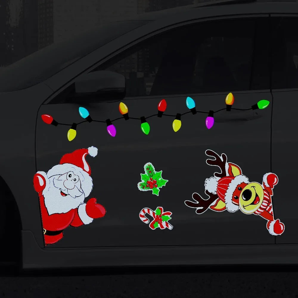 Christmas elk cartoon design magnetic sticker with reflective RFM026 6 threads colour pattern