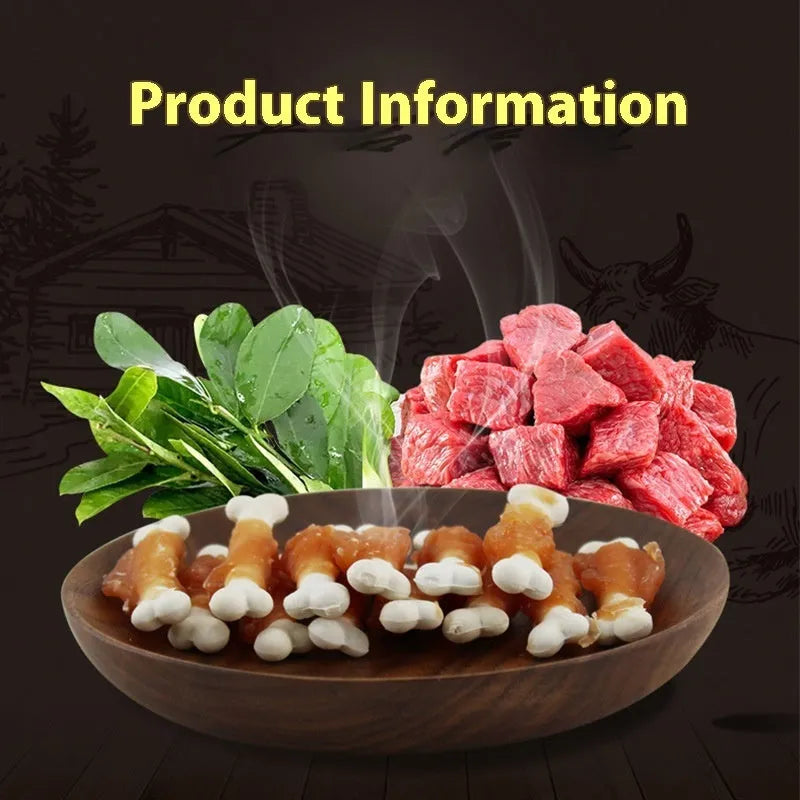 Betty Chicken Wrapped Calcium Bone dog treats 400g pack showing chicken wrapped around bone core