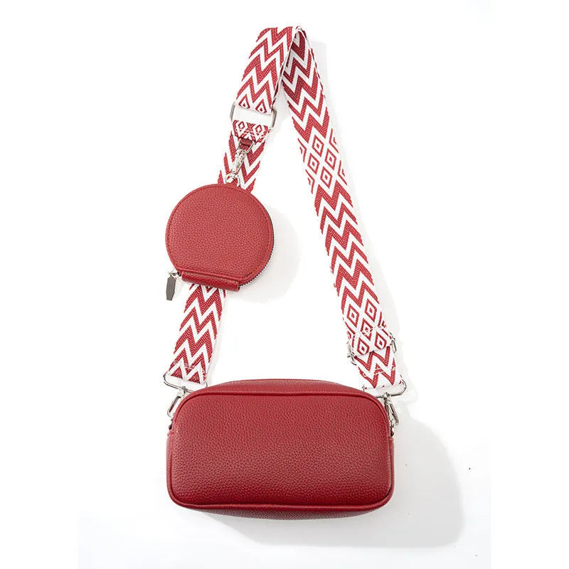 Women's soft PU crossbody bag in horizontal square shape with single shoulder strap