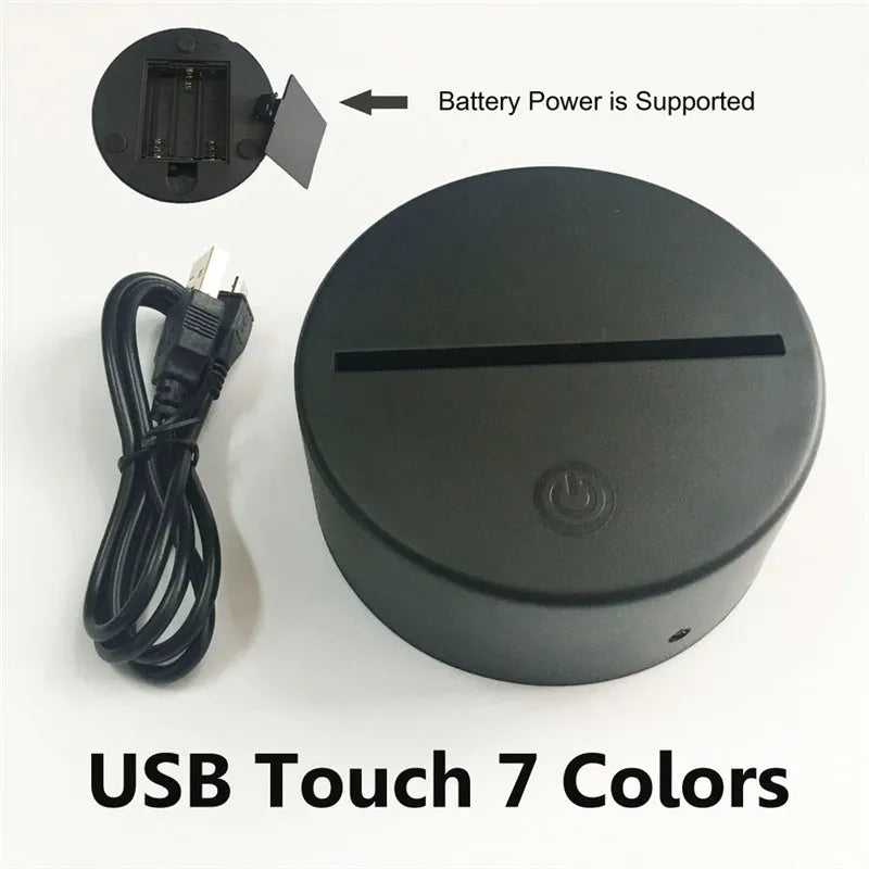 USB 3D Earth globe night light with black touch control, seven colour RGB, 87x87x42mm ABS base, acrylic plate