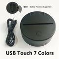 USB 3D Earth globe night light with black touch control, seven colour RGB, 87x87x42mm ABS base, acrylic plate