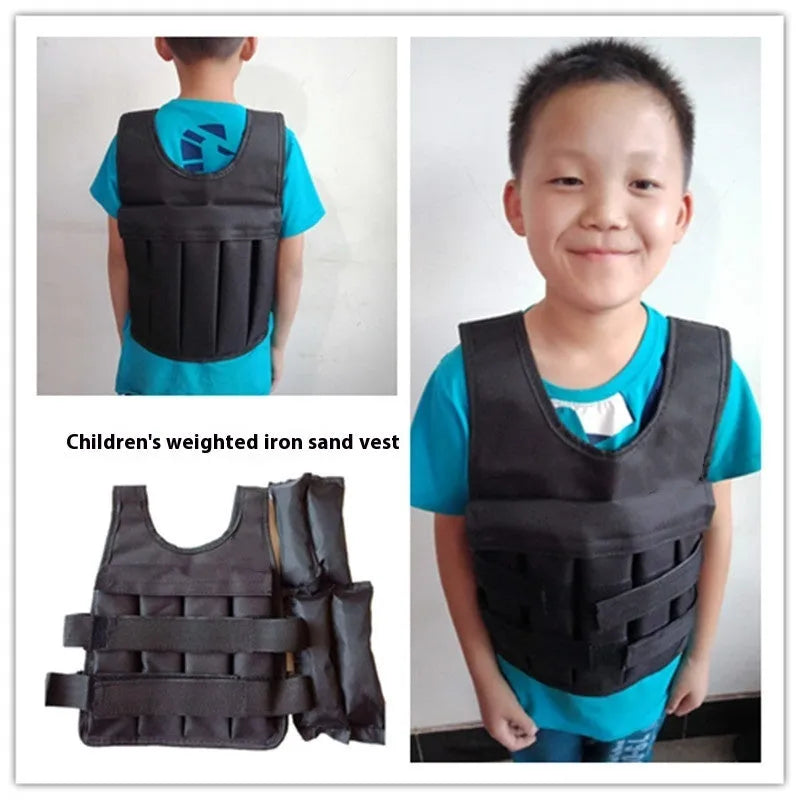 Children's adjustable voile sand vest for weight training with 2kg to 8kg load capacity