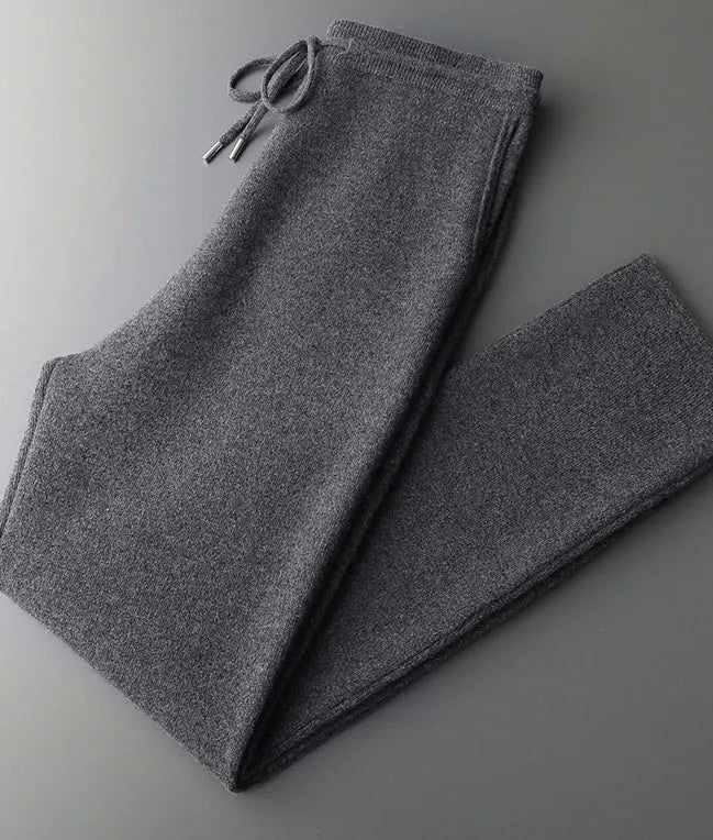 Men's double-strand thickened wool suit cardigan in light camel, dark gray, and black, long sleeve knitwear with trousers, Asian sizes.