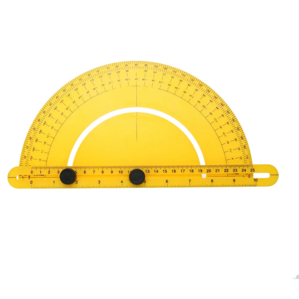 ABS plastic carpentry ruler with 180-degree measuring arm and scale board for angle verification