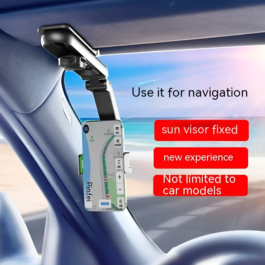 Car mobile phone bracket with clip stable base mounted on dashboard holding smartphone