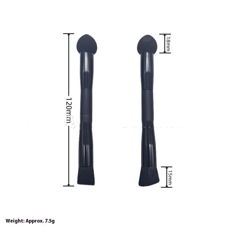 Black wooden handle concealer brush with sponge tip applicator for dark circle coverage