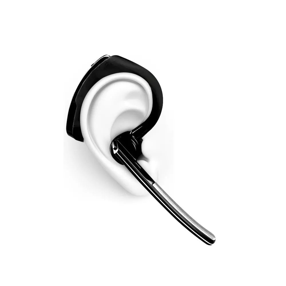 V9 Jerry style Bluetooth headset with single earbud and microphone on a soft black cable.