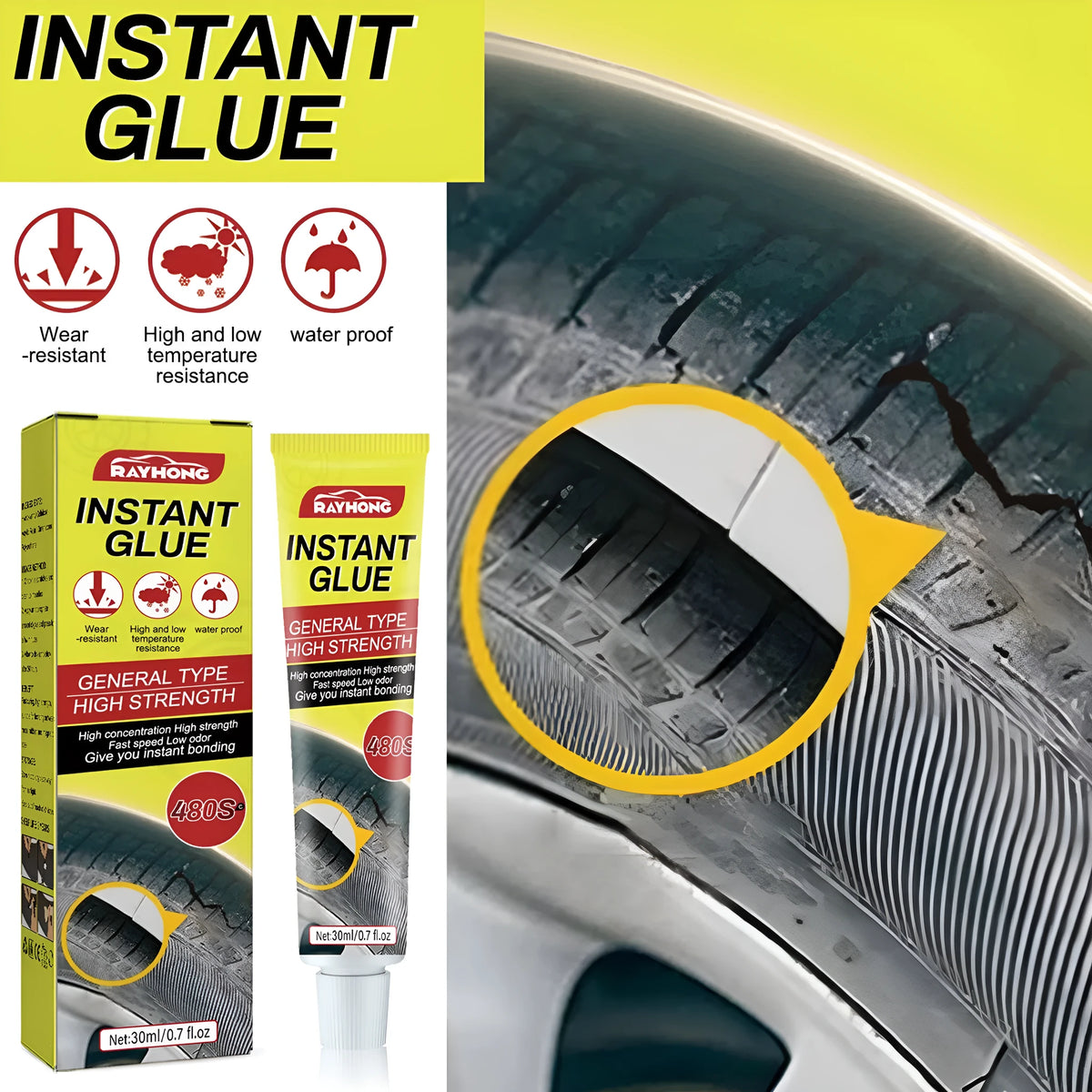 30ml car tyre repair adhesive container for puncture sealing and crack repair