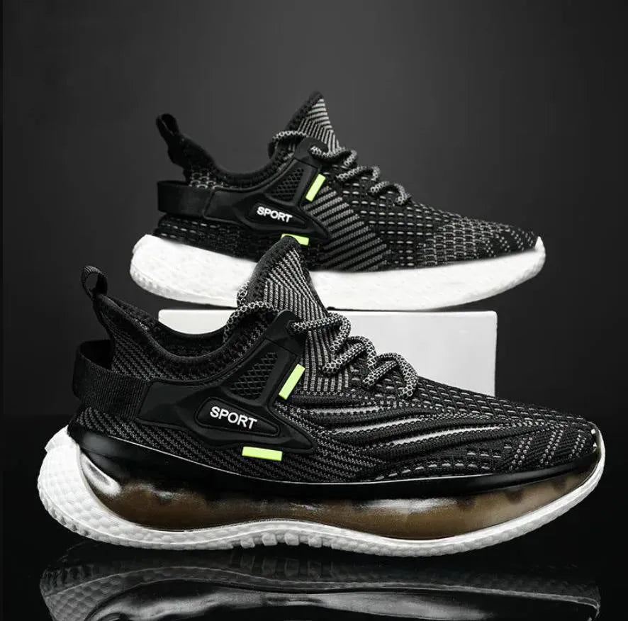 Men's casual sneakers with woven mesh upper and flat rubber soles in multiple colour options