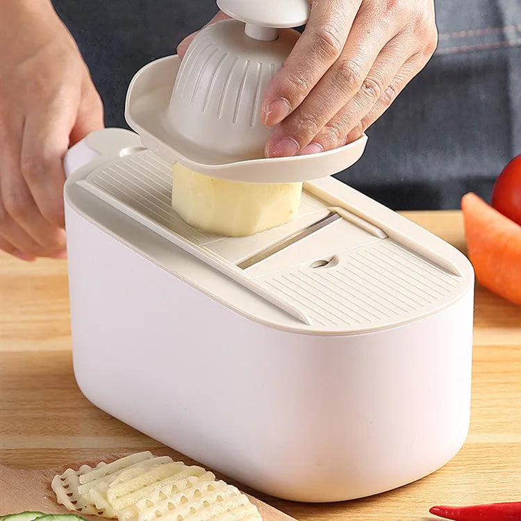Nordic style multifunctional vegetable cutter with stainless steel blades in blue colour