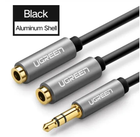 Earphone 1/2 couple cable with gold-plated 3.5mm connectors and 20cm length