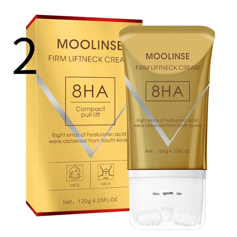 Neck moisturising cream in sample size with roller applicator for dry skin hydration