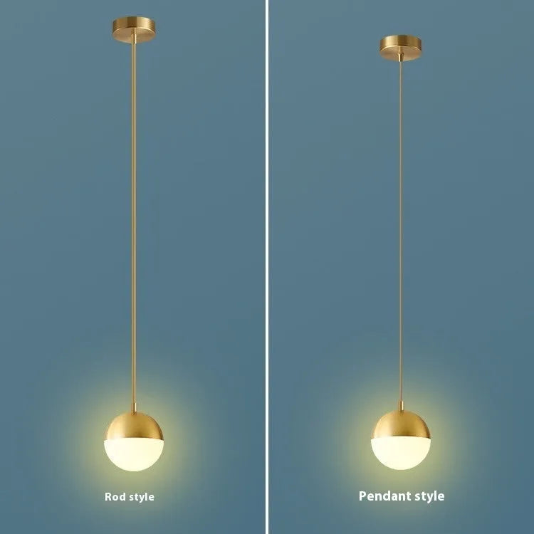 Nordic iron and glass ceiling light with 15cm gold hanging wire, 220V, for bedroom or bedside