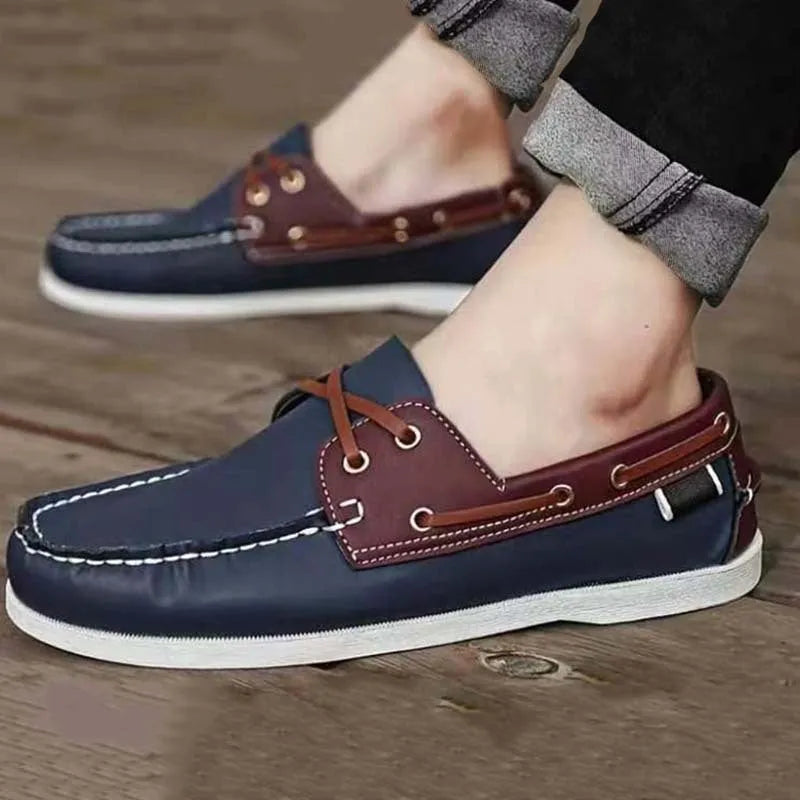 Men's casual shoes with artificial PU upper and flat heel in four colour options