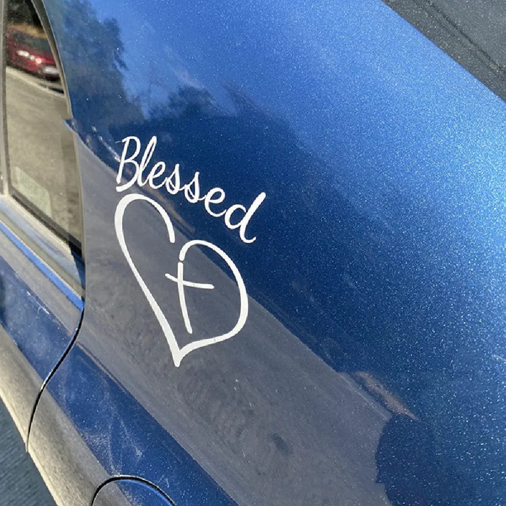 Faith Hope Love text with heart design vinyl sticker in black, white, or red colours.