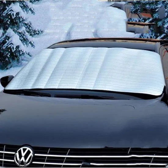 Silver car windscreen cover, 150 x 70cm, for front and rear windshields, made from cotton and aluminium