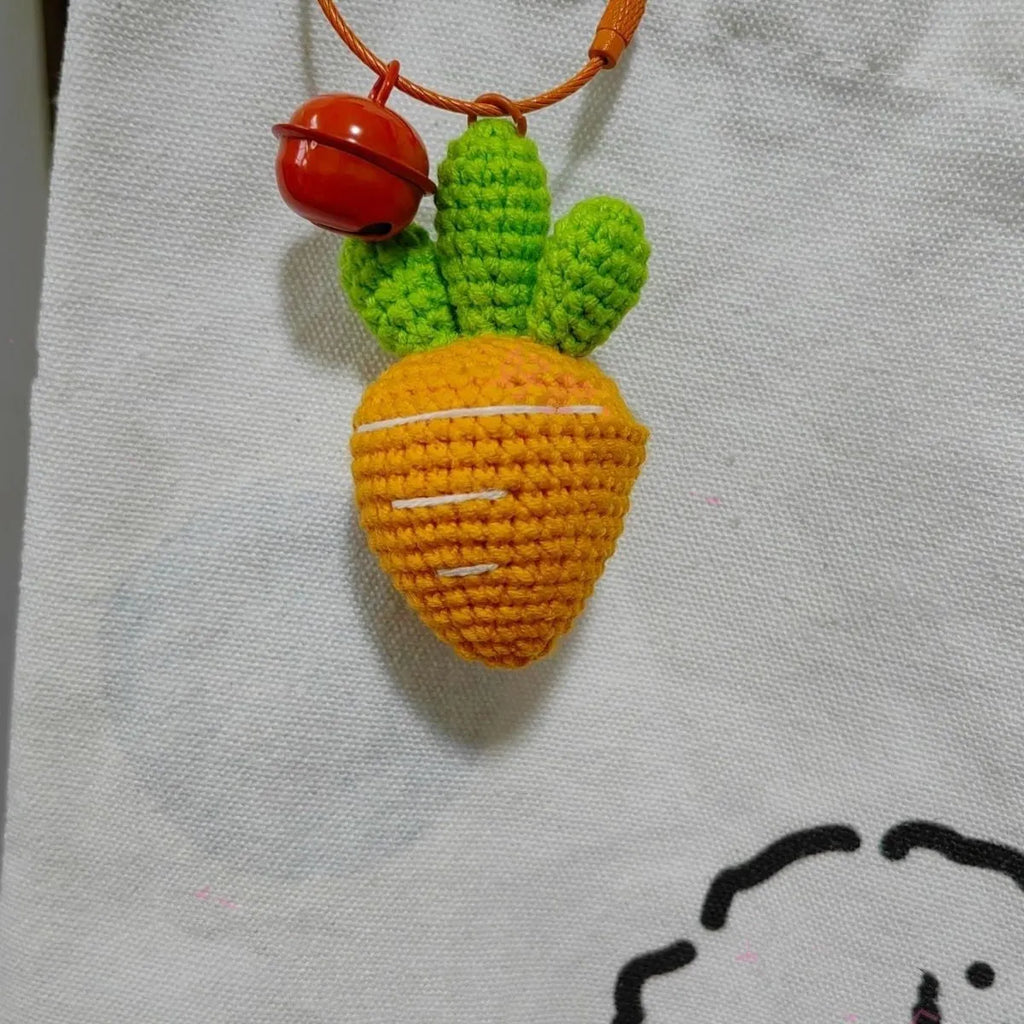 Cartoon carrot car design woollen fabric keychain pendant for accessory decoration