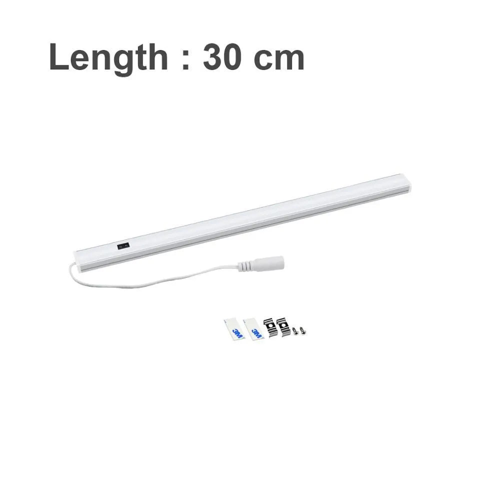 Aluminium profile LED strip light bar for cabinet and bookcase illumination in three sizes.
