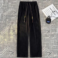 Men's Korean style summer trousers in loose straight-leg fit with drooping texture detail