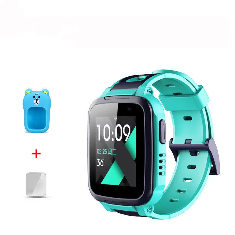 SE5 children's phone watch with stainless steel wristband showing blue colour option