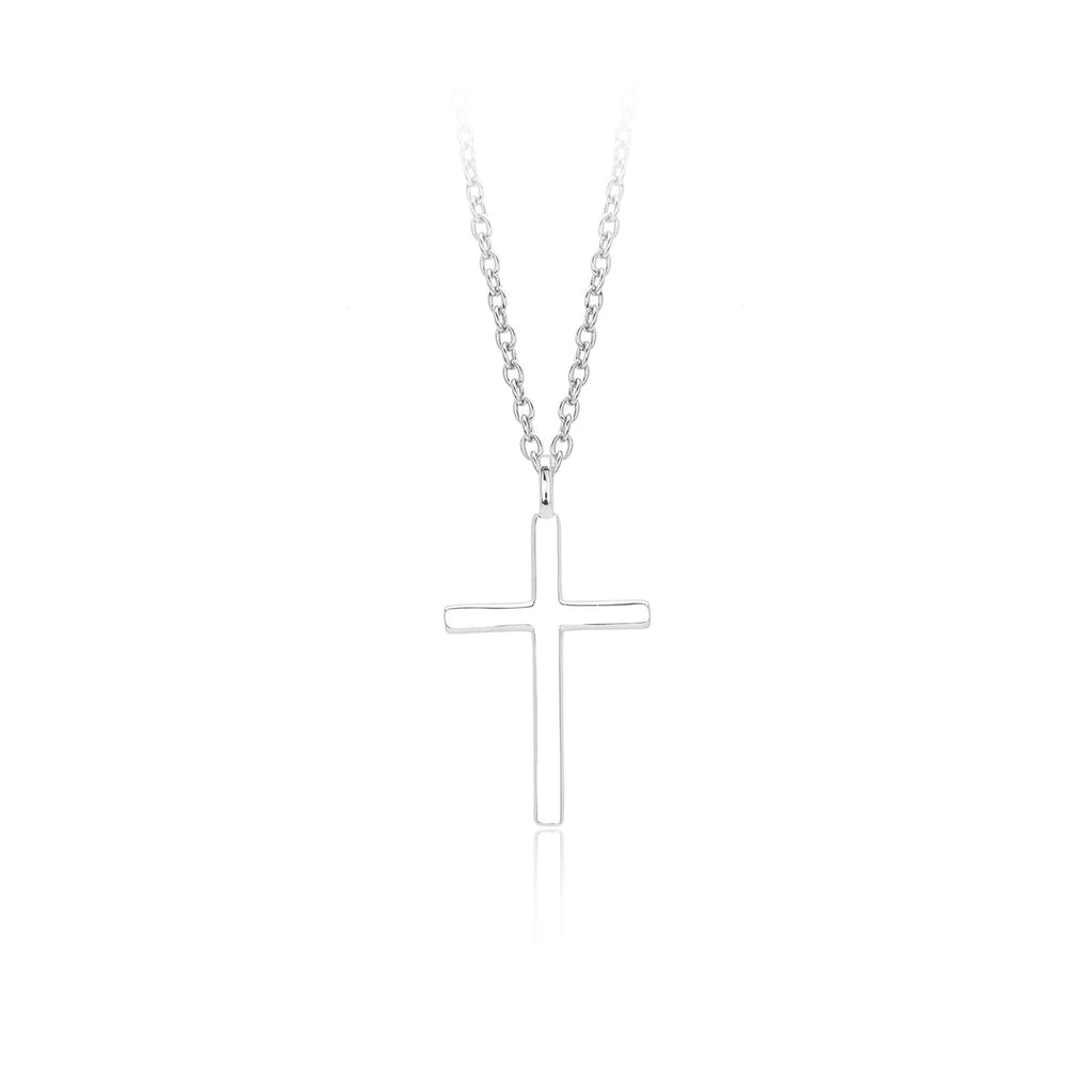 S925 sterling silver necklace with cross pendant on adjustable 41-50cm chain in gold electroplated finish