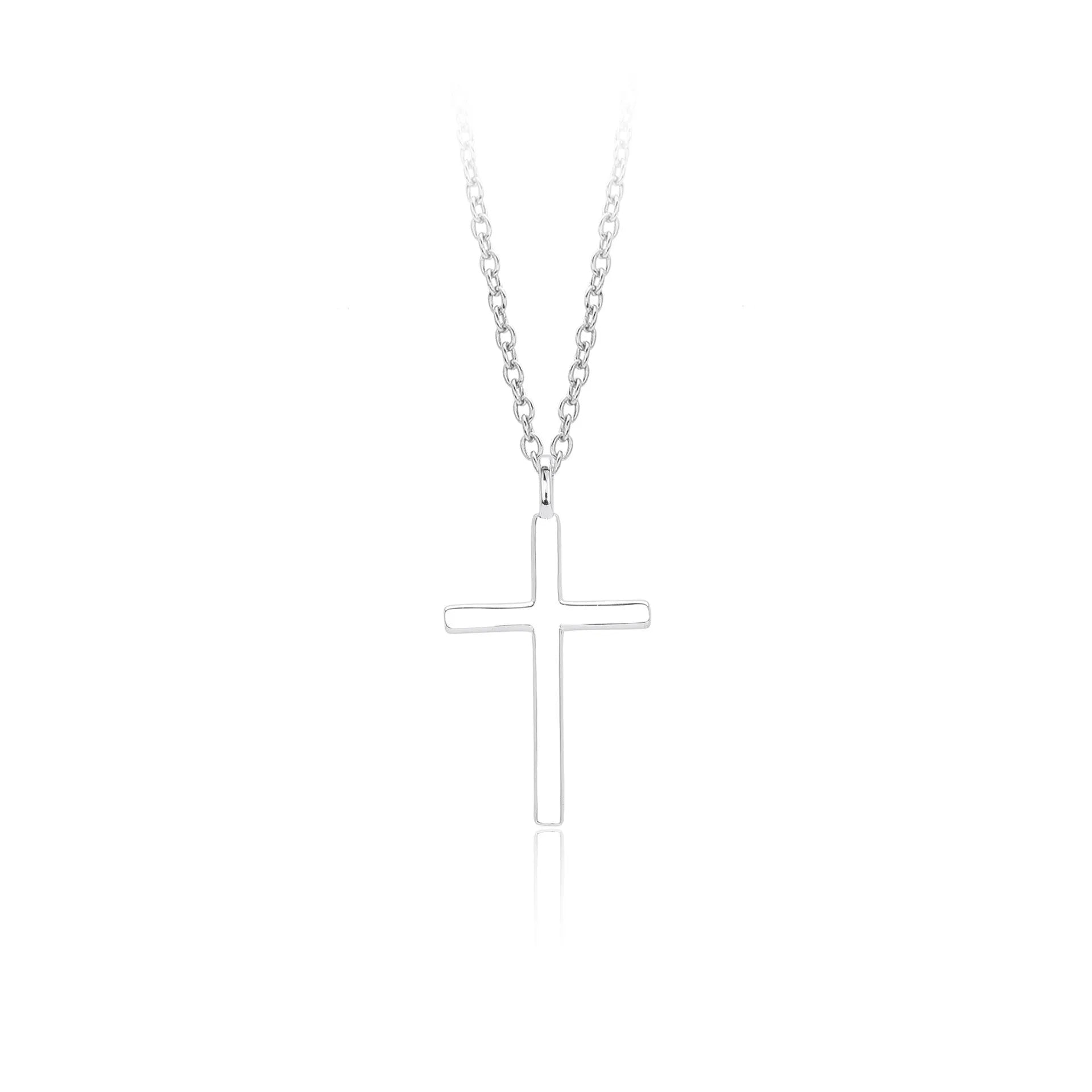 S925 sterling silver necklace with cross pendant on adjustable 41-50cm chain in gold electroplated finish