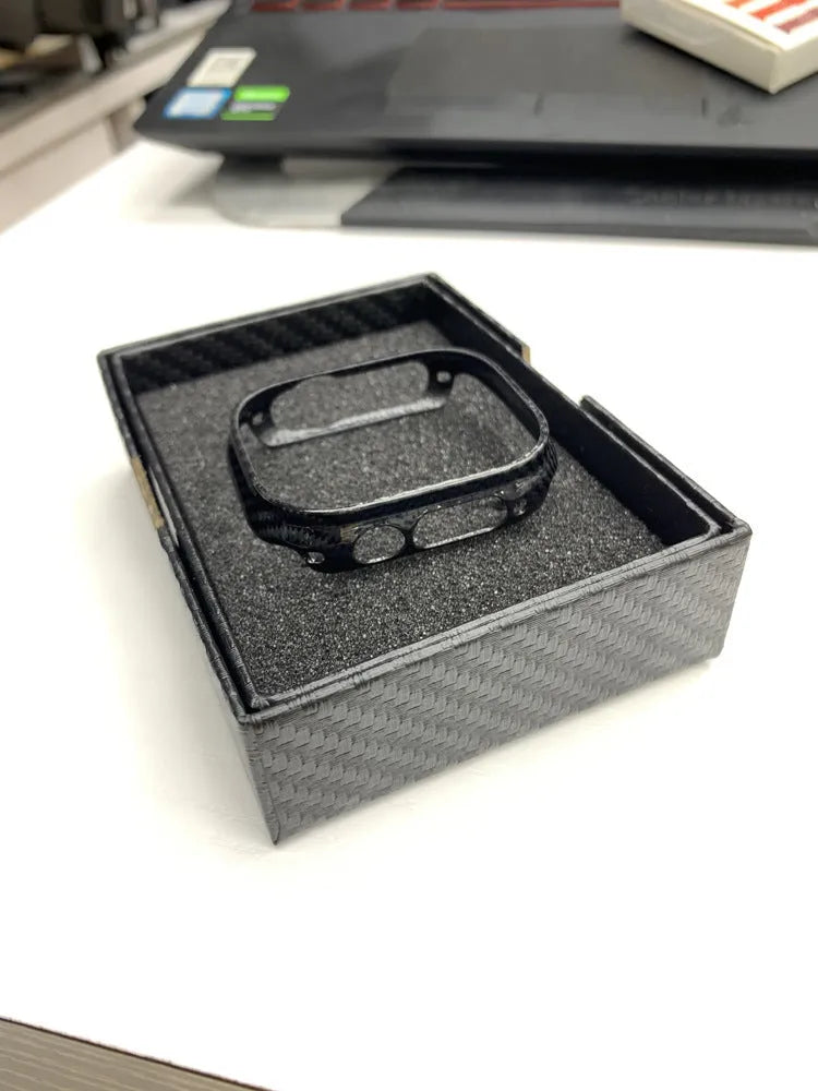 Carbon fibre watch case in glossy or matte black, fits 49mm 45mm 42mm 41mm 40mm, weighs 20g