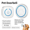 Black and white waterproof pet touch doorbell for dog training with wireless receiver.