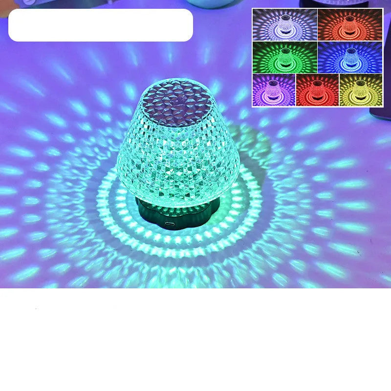 Crystal décor table lamp with touch sensor base and USB charging cable