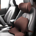 Car waist support cushion with memory cotton filling in beige colour on car seat