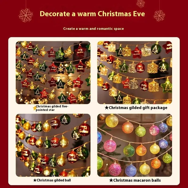 XINGX heart-shaped electroplated ball Christmas lights in gold, star, and macarons designs