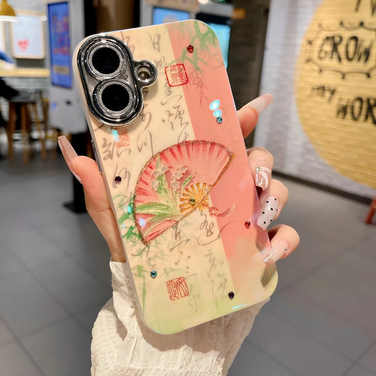 National style IMD anti-fall phone case for iPhone 11 to 16 Pro Max, all-inclusive design, three colour options