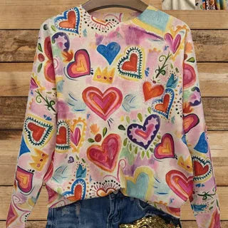 Digital printed loose top with lapel collar in assorted sizes from S to 5XL