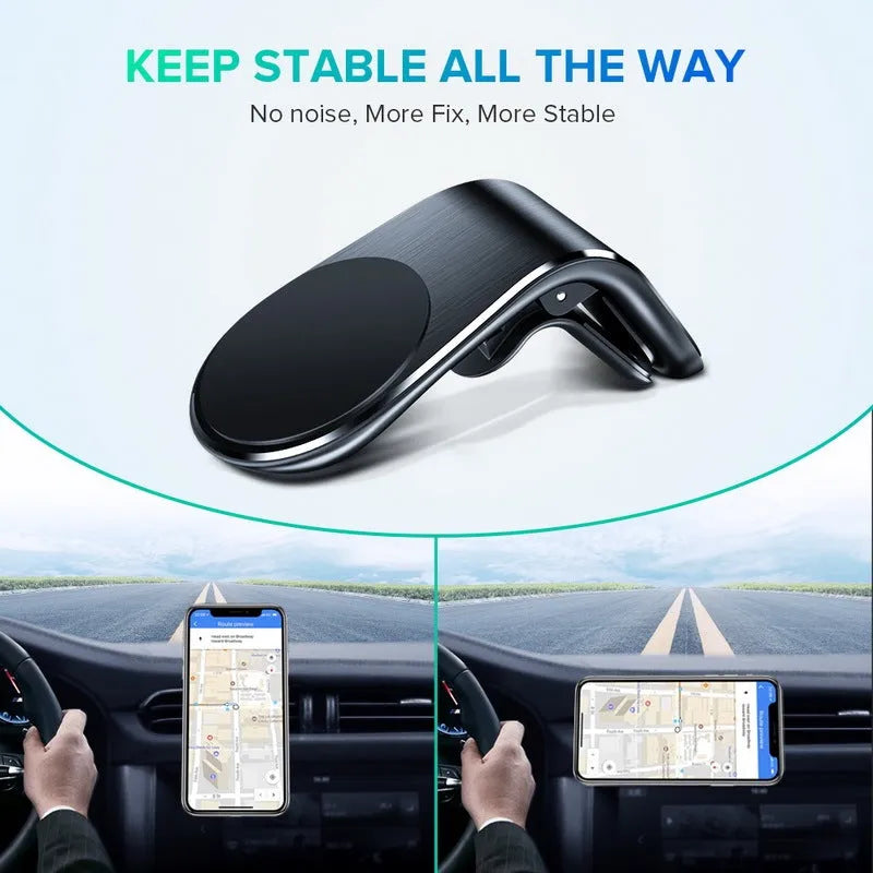 Universal car dashboard mobile phone holder with adjustable rotating ball joint in black finish