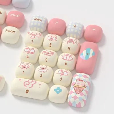 Sublimation cute cartoon pig party theme keycap full set with 138-142 keys on a mechanical keyboard