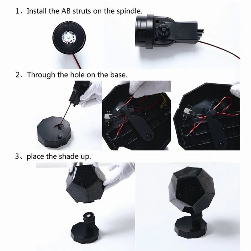 LED starry sky projector night light projecting constellations on ceiling with remote control and USB cable