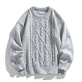 Twist stripes furry pullover sweater in light gray or Cloud Blue, thickened autumn winter top, sizes M to 3XL