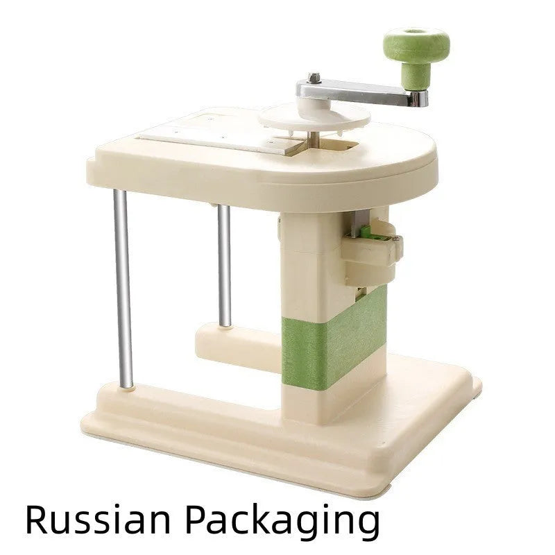 Beige multifunctional slicer chopper with stainless steel blades for shredding potatoes and vegetables.
